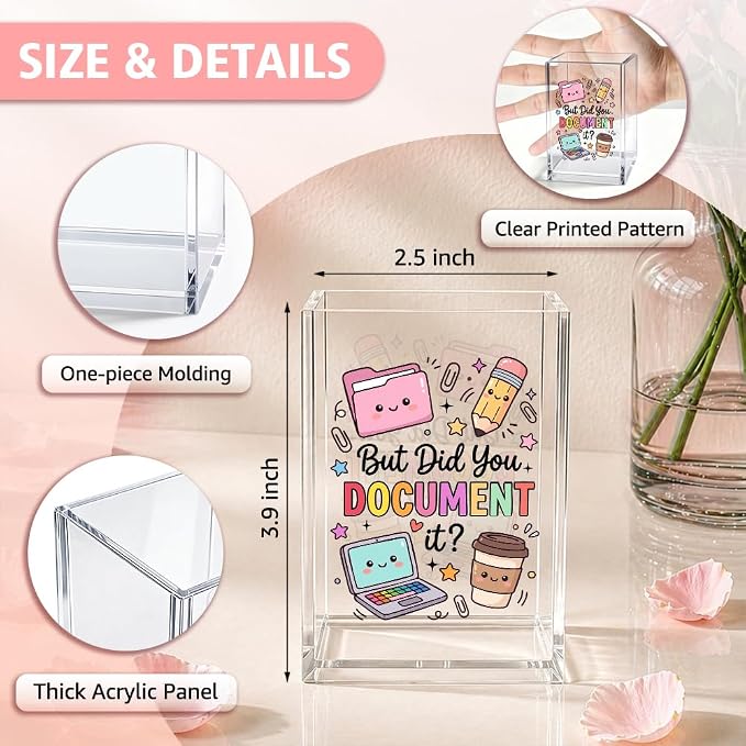 Funny But Did You Document It Acrylic Pencil Holder Cup Gifts For HR | Sarcastic Pen Holder Gifts for Women Coworker Sister Nurse, Office Desk Accessories for Teams Employee, Marker Organizer