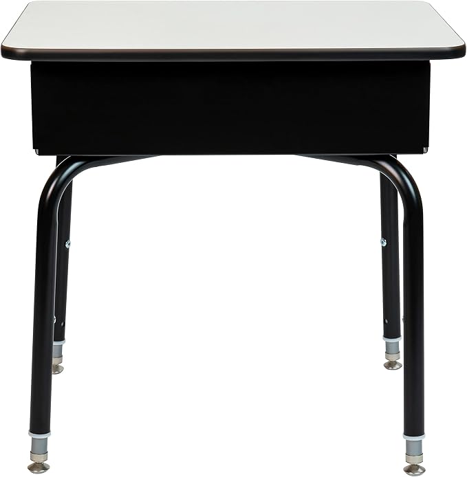 Flash Furniture Billie Open Front Student Desk for Classrooms or Remote Learning, Height Adjustable School Desk with Metal Book Box, Gray/Black