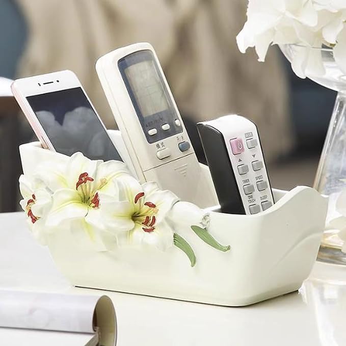 Remote Control Holders Organizer Box Resin Remote Control Holder Storage Container Box for TV Air Conditioner Remote Phone Caddy Eyeglasses Desk Organizer Office Stationery Storage Box Table Remote Co