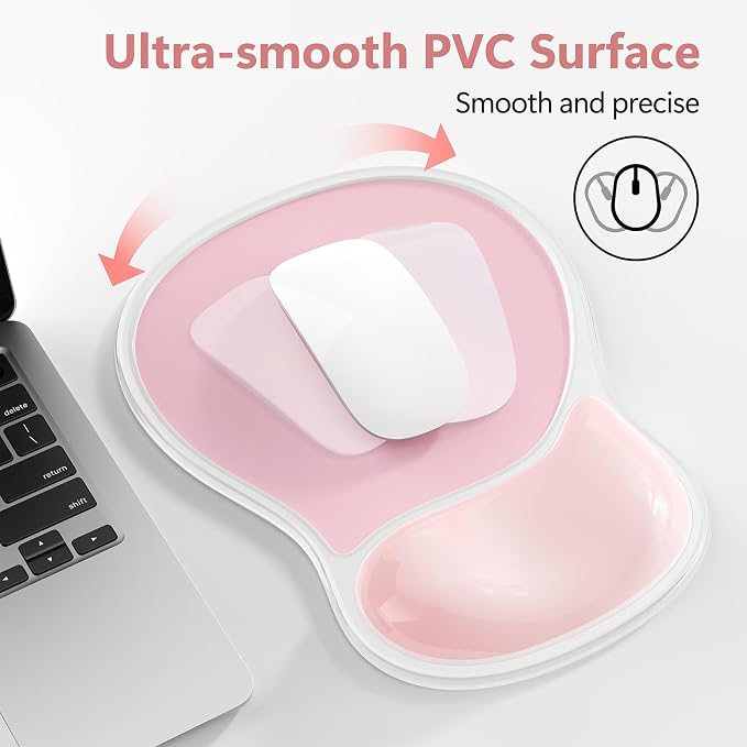 AKIT Ergonomic Gel Mouse Pad and Keyboard Wrist Rest, Non-Slip, Pink | Gel Wrist Support for Typing Comfort Non-slip Base Fits Standard Keyboards and Mice Reduces Fatigue During Long Work Sessions