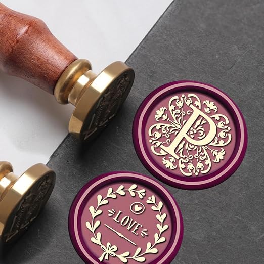 Flower Initial Alphabet P Wax Seal Stamp & Eucalyptus Love Sealing Stamp with Wax Stamp Brass Head Ideal for Wedding Invitations Gift Wrapping Christmas (Floral P)