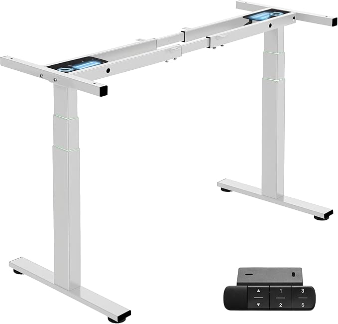 TOPSKY Dual Motor 3-Stage Standing Desk Frame, Electric Height Adjustable Sit Stand Desk Legs for DIY Table Tops up to 80” x 31.5”, 300 lb Heavy Duty Capacity with Memory Controller, White Frame Only