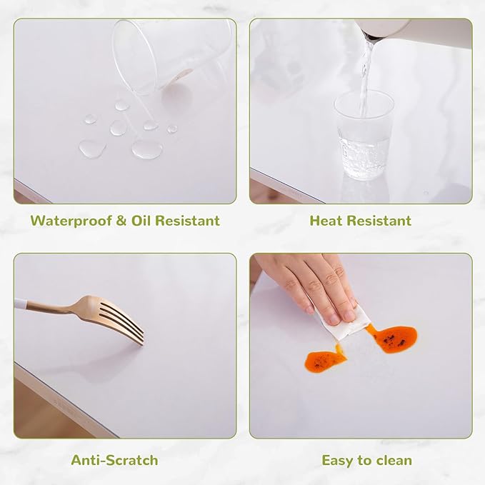 Clear Table Cover Protector, 14x48 Inch Desk Mat, 1.5mm Thick Plastic Table Pad, Vinyl Table Protector
