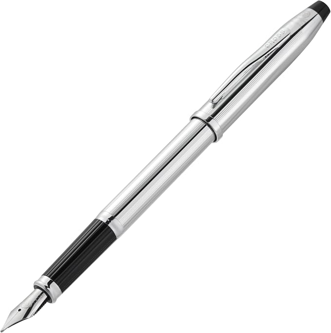 Cross Century II Lustrous Chrome Medium Nib Fountain Pen - Professional Pen for Everyday Use - Smooth Writing - Comfortable Grip - Black Ink - Durable Construction - Includes Gift Box