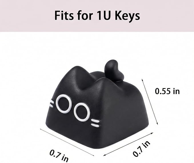 Artisan Keycaps, Cute Cat Custom Key Caps for MX Mechanical Keyboard, Resin Handmade 1U Replacement for Esc Arrow Keys (Black cat)