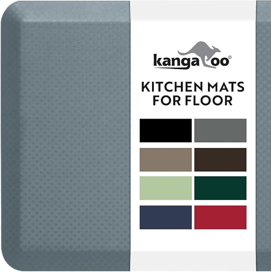KANGAROO Anti Fatigue Mats for Kitchen Floor, 70x24 Runner, 3/4 Inch Cushioned Ergonomic Mat, Reduce Foot Pressure, Waterproof Comfort Rug for Under Sinks, Office Standing Desk, Store Floors, Slate