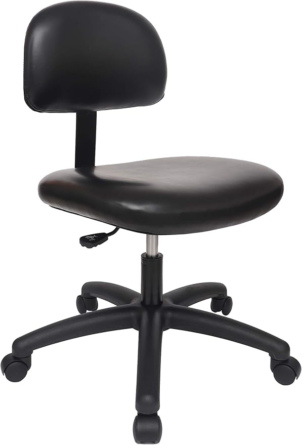 Medium Table Height Task Chair for Labs, Exam Rooms, Doctor and Dentist Offices. Easy to Clean! 19.5"-27.5" Seat Ht. (Medium Table Height, Black)