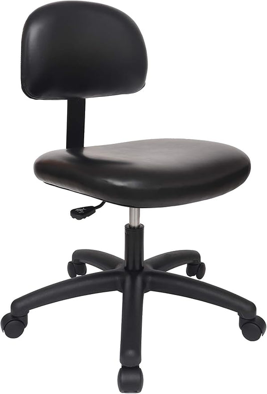 Medium Table Height Task Chair for Labs, Exam Rooms, Doctor and Dentist Offices. Easy to Clean! 19.5"-27.5" Seat Ht. (Medium Table Height, Black)
