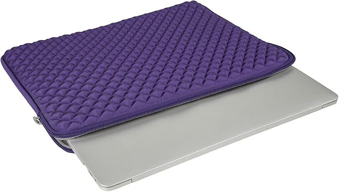 RAINYEAR 16 Inch Laptop Sleeve Diamond Foam Shock Resistant Protective Case Fluffy Lining Zipper Cover Carrying Bag Specially Compatible with New 16" MacBook Pro A2141 A2485 M1 M2 M3 M4(Purple)