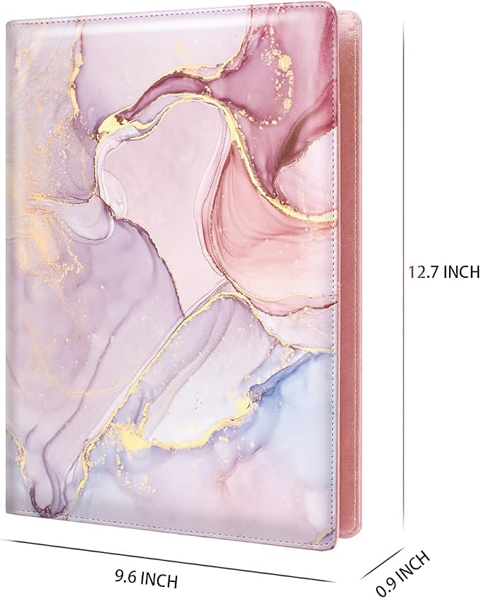 Padfolio Business/Resume Portfolio Folder, Leather Interview Portfolio Business Portfolio Portfolio Organizer with Legal Pad Folder Clipboard,Interview Folder for Men/Women, Colorful Pink