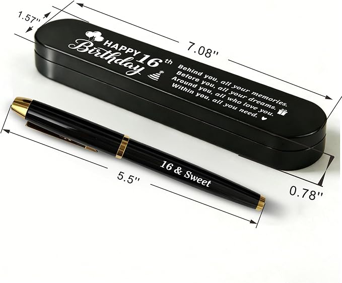 16th Birthday Gifts for Boys Girls | 16 Year Old Gel Pen Gift Set | 16th Birthday Gifts | Laser Engraved Gel Pen Gift Set for 16th Birthday | 16 Year Old Birthday Decoration for Him Her