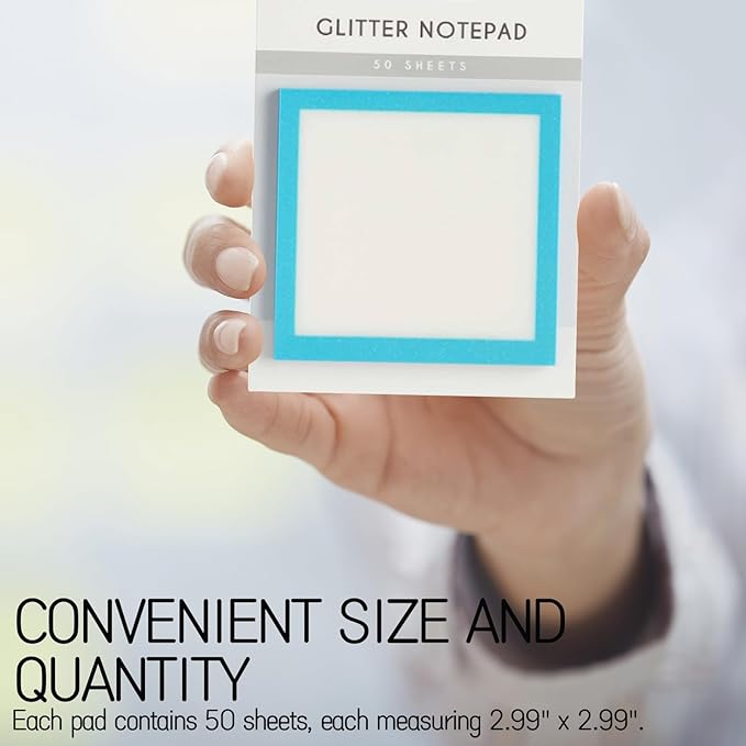Glitter Sticky Notes, 150 Sheets Transparent Post Notes, Sparkle Self-Adhesive Memo Pads, 2.99" x 2.99", to-Do List, Reminders, Office & School Supplies, Gift