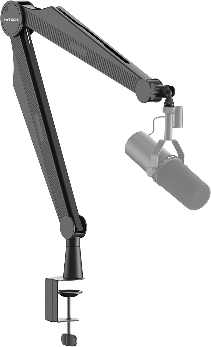 IXTECH Microphone Boom Arm Adjustable Stick Mic Arm Stand with Desk Mount Clamp Overhead 360° Rotatable Microphone Stand with Cable Management for Podcast Streaming Gaming Studio CAPTAIN Model