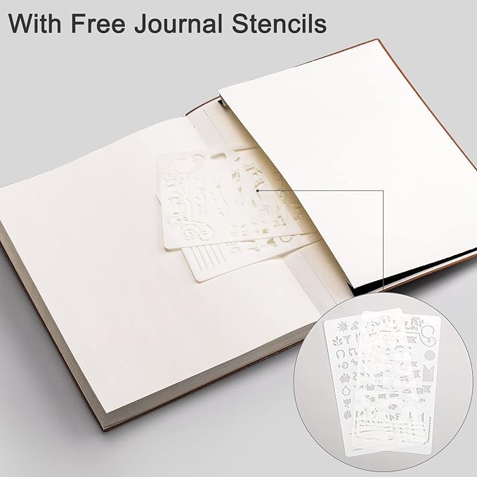 EMSHOI Dotted Journal Notebook, B5 Large Softcover Leather Journal, 192 Numbered Pages 100gsm Thick Dot Grid Notebook for Journaling Drawing Women Men Work School, 7.48"x10.15"-Khaki