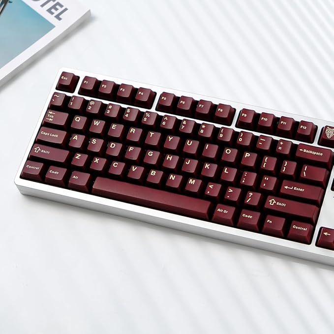 Sumgsn 114 Keys Translucent Red Keycaps Cherry Profile Doubleshot Keycaps Set Fit for 60% 65% 75% Mechanical Keyboard Cherry Mx Switches