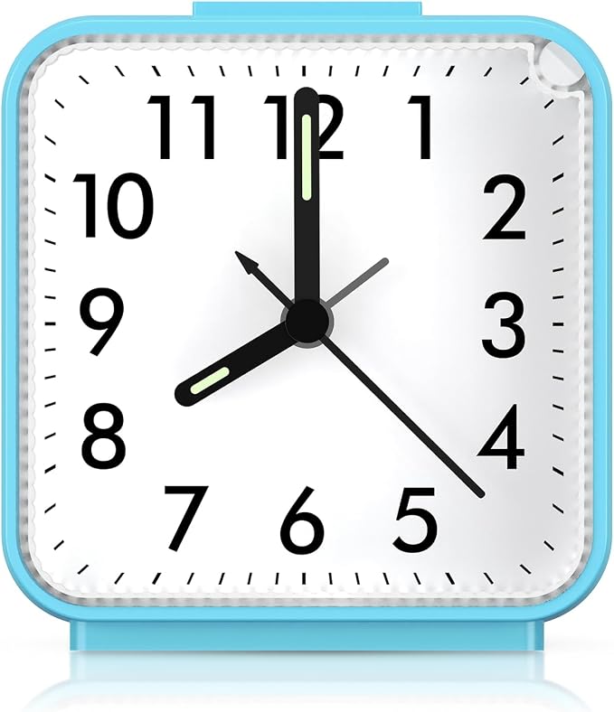 AMIR Silent Non Ticking Analog Alarm Clock, Battery Operated Small Clock | Beep Alarm Clock with Snooze & Night Light for Bedroom, Bedside Desk, Students & Heavy Sleepers