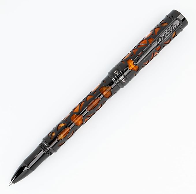 Conklin Endura Deco Crest Rollerball Pen in Orange with Rose Gold Accents – Refillable Rollerball Writing Instrument by Conklin Pen Company