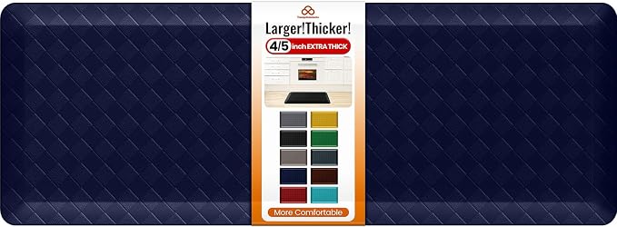 4/5 Inch Extra Thick Kitchen Mats for Floor,Non Slip Anti Fatigue Kitchen Rugs,Waterproof Stain Resistant Sink Mat,Cushioned Standing and Comfort Mats for Office (17"x47" Blue)