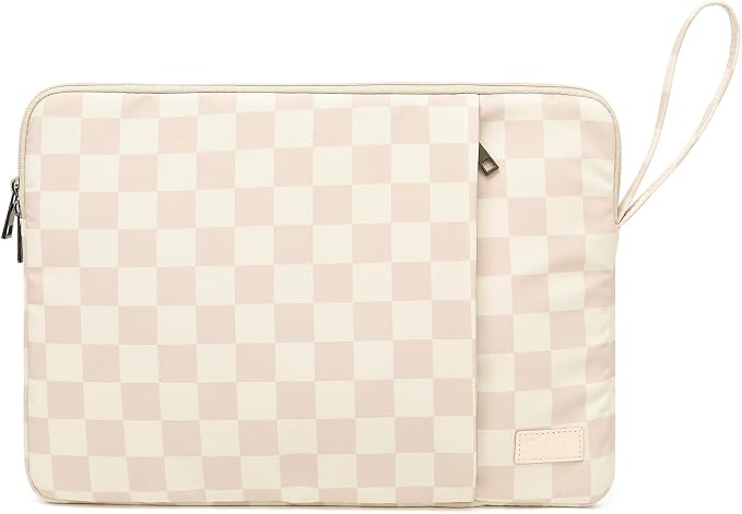 Laptop Sleeve 13.3 inch14 Inch, 15.6inchWater Resistant Traveling Computer Cover with Handle, Shockproof Protective Carrying Laptop Case (Y8-Khaki Checker, 15 inch-15.6 inch)
