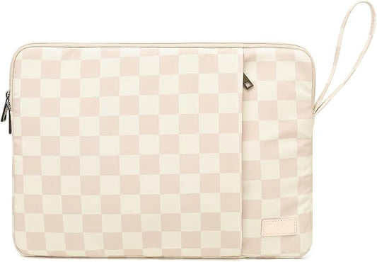 Laptop Sleeve 13.3 inch14 Inch, 15.6inchWater Resistant Traveling Computer Cover with Handle, Shockproof Protective Carrying Laptop Case (Y8-Khaki Checker, 15 inch-15.6 inch)