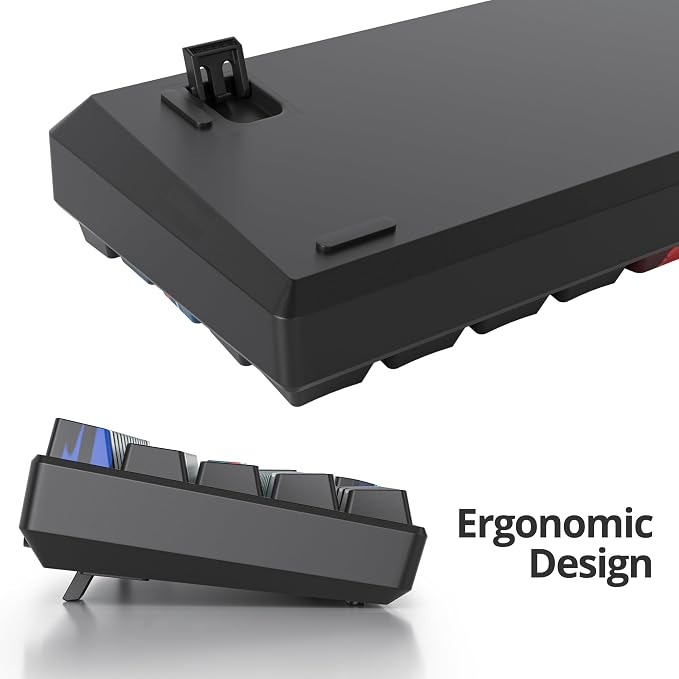 60 Percent Gaming Keyboard 60% Mechanical Keyboard LED Backlit Ultra Compact Wired Keyboard with Red Switch for Windows Laptop Gamer(61 Sound Wave)