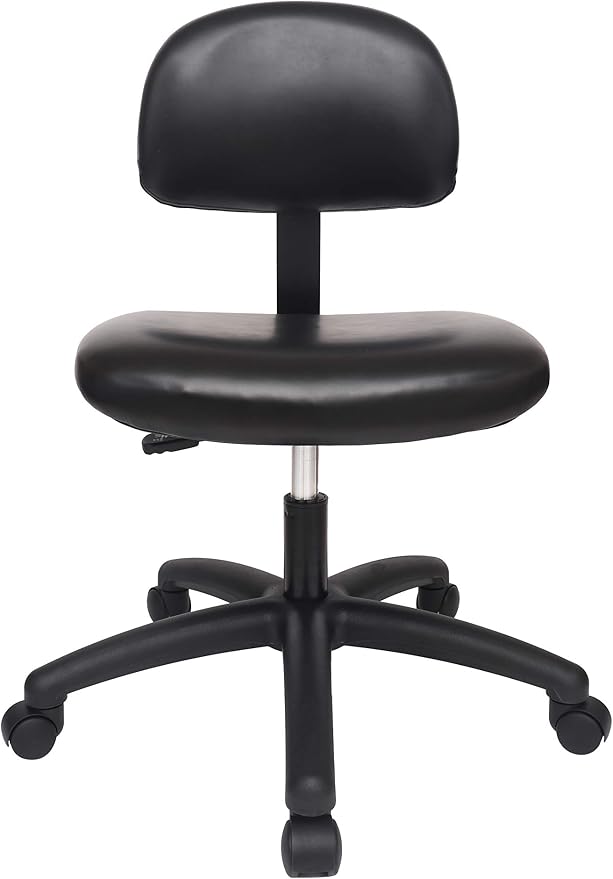 Medium Table Height Task Chair for Labs, Exam Rooms, Doctor and Dentist Offices. Easy to Clean! 19.5"-27.5" Seat Ht. (Medium Table Height, Black)