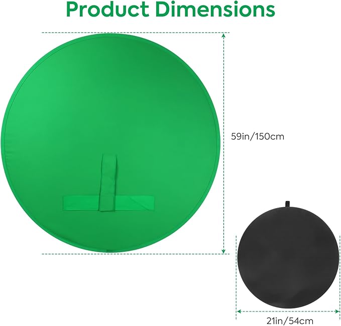 Green Screen Chair,Heorryn 59in Portable Green Blue Screen Backdrop Kit with Double Sided Pop Up Greenscreen Background for Chroma Key Photo/Video, Streaming, Conferencing and Product Photography