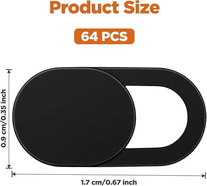 64Pcs Webcam Cover, Ultra Thin Laptop Camera Cover Slide for Laptop/Cell Phone/PC/Tablet PC Accessories Camera Blocker Slider, Great for Privacy - Black