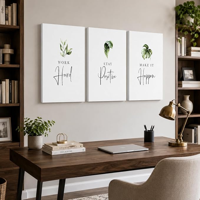 Office Wall Art-3 Panel Motivational Wall Art, Inspirational Quotes Canvas Art for Home Office Wall Decor,Positive Quote Wall Decor, Entrepreneur Words Poster Frame for Company Wall Decor 20”x30”x3Pcs