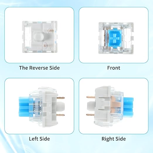 Mechanical Keyboard Switches, 72 Pcs 3 PIN Blue Keyboard Clicker Replacement Dustproof Waterproof Keyboards Clicky Switches for Most Gaming Keyboards