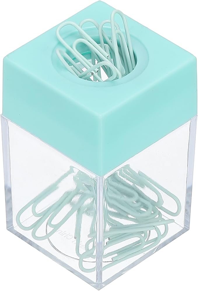 PATIKIL Magnetic Paper Clip Holder Dispenser, Large Capacity Paper Clip Organizers with Magnetic Top for Desk Supplies, Office, Classroom, Home, Green