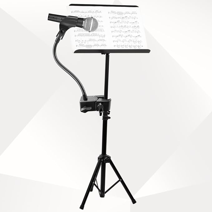 Microphone Stand, Versatile Mic Arm for Desk Pole Tripod, Gooseneck Mic Stand Desk Mount with Super Clamp Mic holder and 3/8" to 5/8" Adapter, Fits for Blue Snowball and Other Microphones (21 Inch)