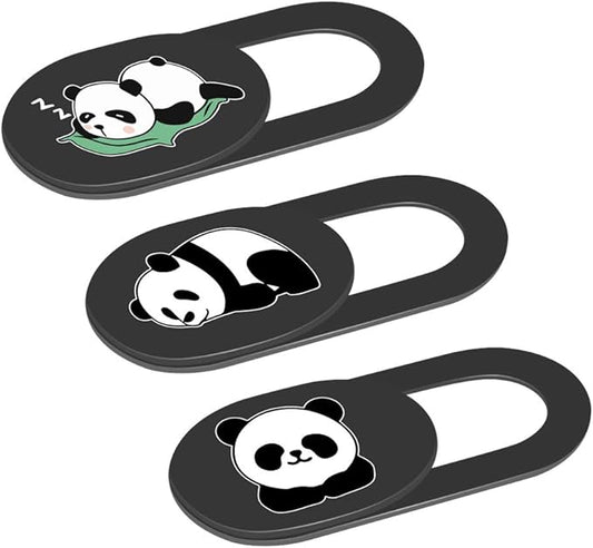 Laptop Camera Cover Slide, 0.02 Inch Ultra Thin Cute Panda Camera Cover for MacBook Pro Laptops Smartphone Mac PC Tablets for Echo Spot Show, Webcam Cover Protecting Your Visual Privacy (Panda-Black)
