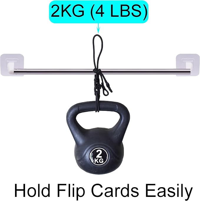YYST 38" (98CM) White Self Adhesive Anchor Chart Holder Date Cards Holder Flip Calendar Holder W 8 Chart Rings (White-1)