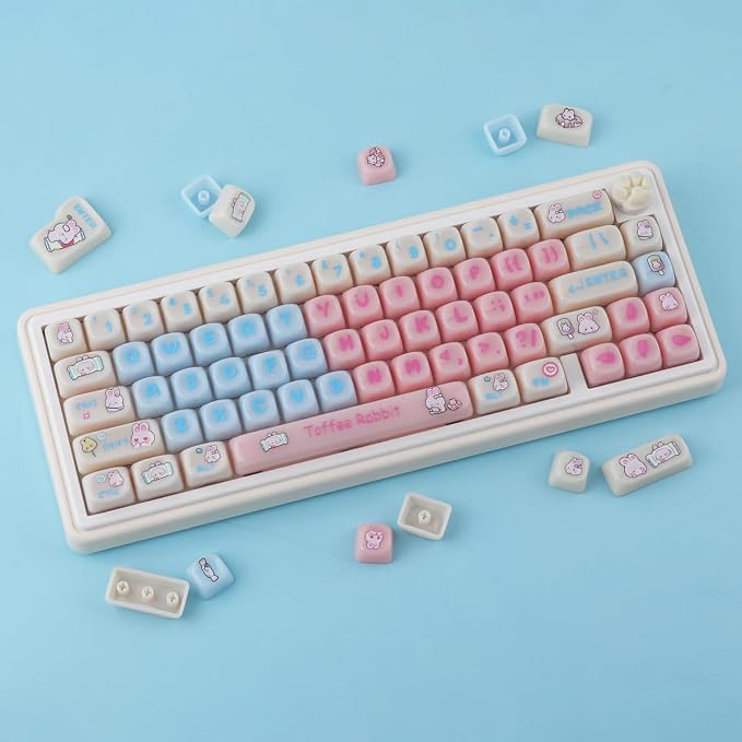 Tsungup Cherry Blossom MOA Keycaps-Pink Sakura,129 Keys Cute PBT Custom Keycaps 100 Percent,Dye Sub Key Caps Keyboard Keycap Set for MX Switches Mechanical