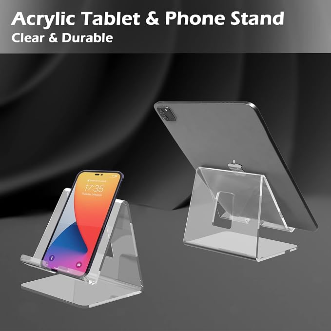 Kamehame Acrylic Desk Tablet Stand - Clear iPad & Galaxy Tab Stand (4-13 inches)