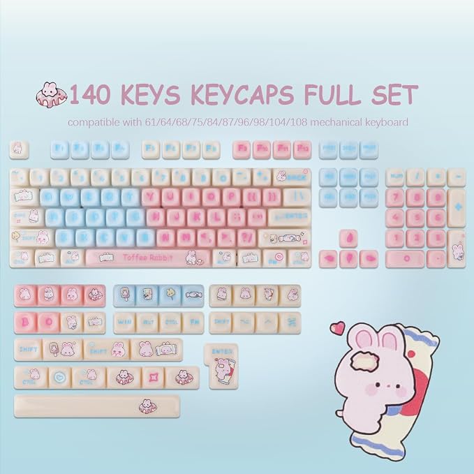 Tsungup Cherry Blossom MOA Keycaps-Pink Sakura,129 Keys Cute PBT Custom Keycaps 100 Percent,Dye Sub Key Caps Keyboard Keycap Set for MX Switches Mechanical