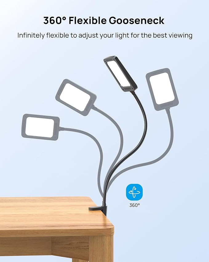 TROND LED Desk Lamp with Clamp, 1000LM Super Bright 3-Level Dimmable Desk Light 6000K Daylight, Extra-Long Flexible Gooseneck Clip on Light, Eye-Care Clamp Lamp for Painting, Workbench,Reading