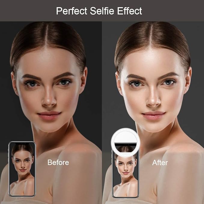 Selfie Ring Light, QIAYA Portable Clip Selfie Light with 36 LED for Smart Phone Photography, Camera Video