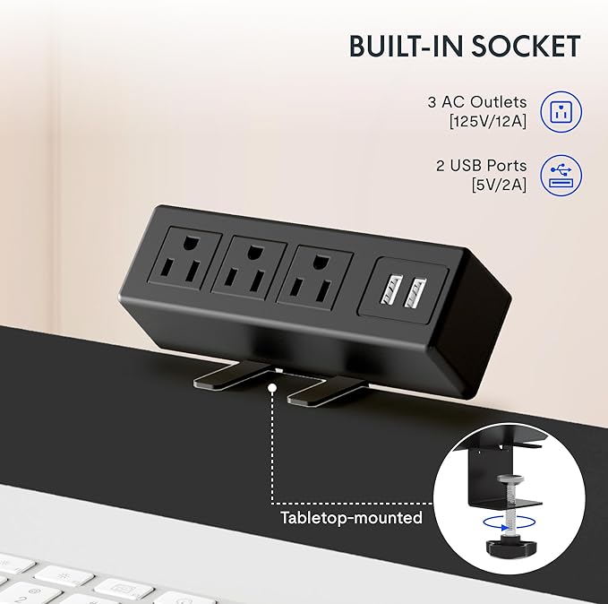 FLEXISPOT EN2 Whole-Piece Standing Desk with Clamp Power Strip, 48 x 30 Electric Stand Up Height Adjustable Desk with Cable Management (Gray Frame + 48" Rustic Brown Desktop, 2 Packages)