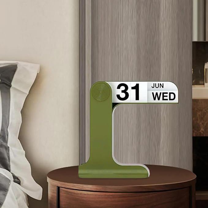 Perpetual Calendar, Standing Perpetual Desk Calendar - Aesthetic Flip Calendar, Reusable Daily Page Turning Desktop Calendar, Modern Minimalist Home Office Desk Accessories & Workspace Decor Gifts (Green)