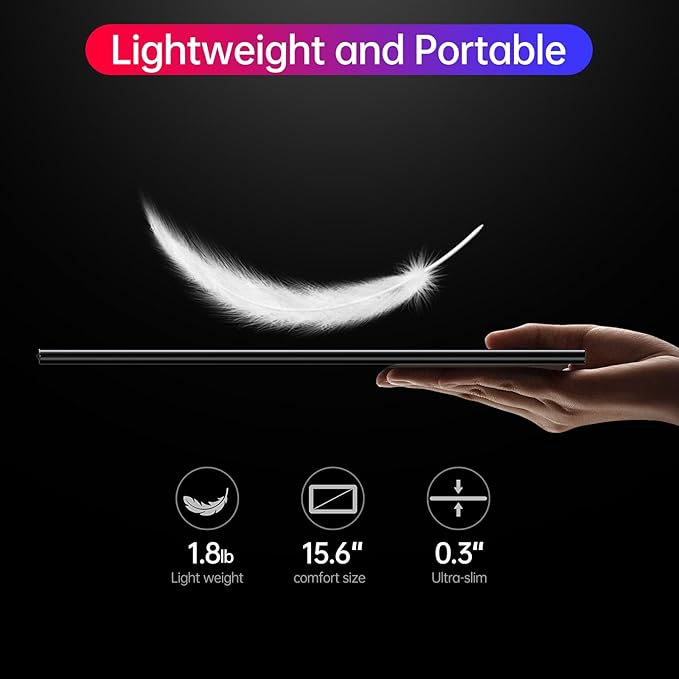 4K Portable Monitor 15.6" 3840x2160 UHD USB-C HDMI Laptop Monitor, 100% RGB IPS Computer Gaming Display HDR Travel Monitor w/Speakers & Smart Cover for Laptop Xbox PS5 Switch PC Phone