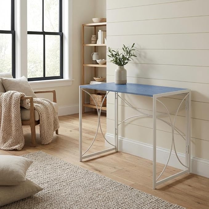 Blue Folding Desk with Compact Design, Lightweight, Ideal for Home and Office Settings, Durable Construction, Easy to Store