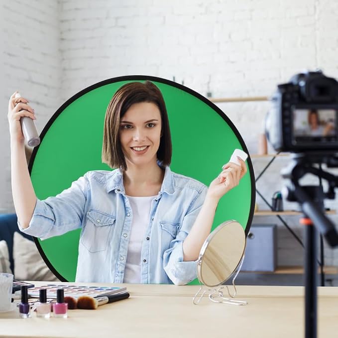 1 PC Green Screen Background, Nylon Background Screen Portable Foldable Backdrop for Live Streaming, Chair Photo Studio Solid (Green, 75cm，only Screen,NO Stand)