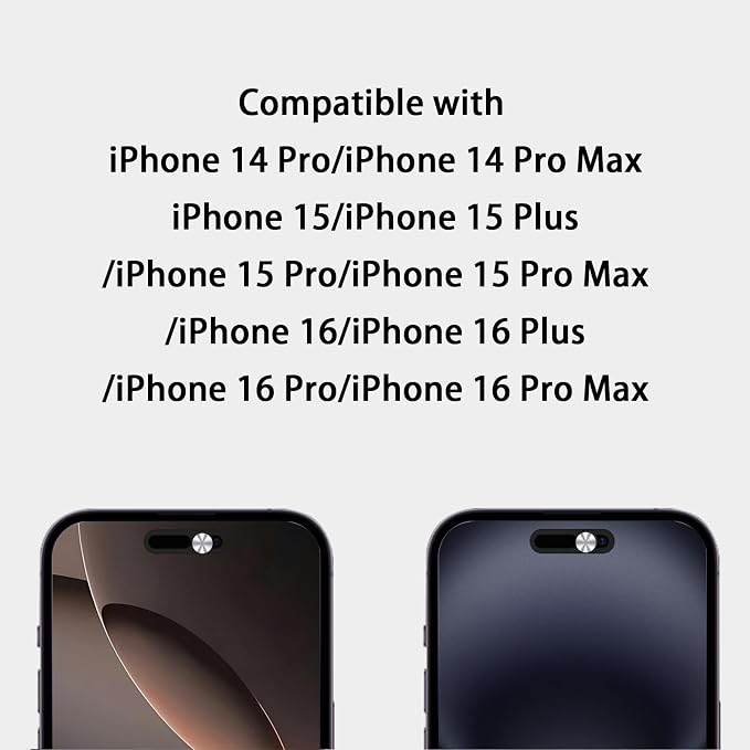 Front Camera Cover Compatible for iPhone 16/16Plus/16Pro/16Pro Max/15/15Plus/15Pro/15Pro Max/14Pro/14Pro Max,Webcam Cover Protect Privacy and Security,Not Affect Face ID, 2 Pack-Silver