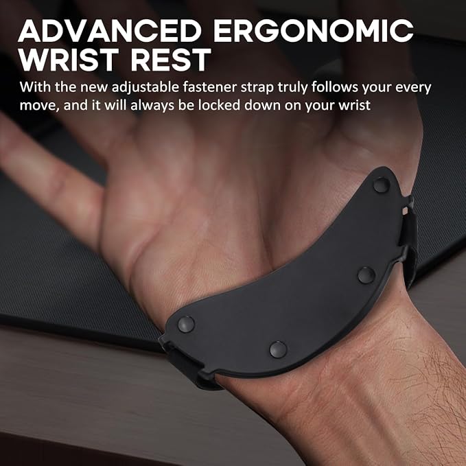 JIKIOU Advanced Ergonomic Right-Handed Gaming Wrist Rest for Mouse 2 Pack | Superior Support for Serious Gamers - Anti-Fatigue, Smooth Glide with the Adjustable Removable & Comfortable Strap, Black