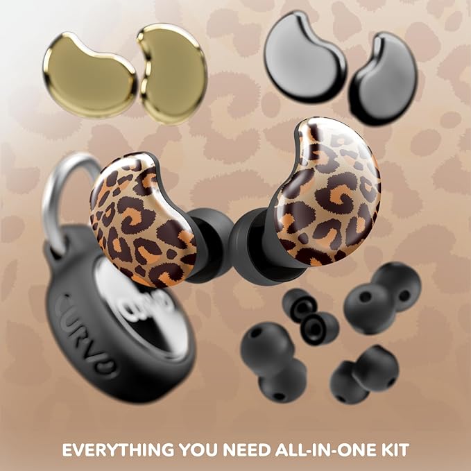 CURVD Cliq Noise Cancelling Ear Plugs – Reusable Concert Earplugs for Noise Reduction with Swappable Covers, 5 Tip Sizes & Travel Case. Stylish, Comfy, and Customizable Protection
