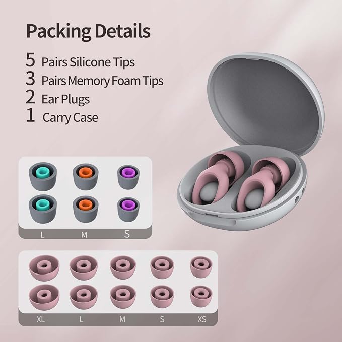 Ear Plugs for Sleeping, 25-29dB Soft Silicone Ear Plugs for Side Sleepers | Moldable Sleeper Friendly Design, Reusable Comfortable Earplugs for Snoring, Travel, Study, Focus, Airplane, Festivals
