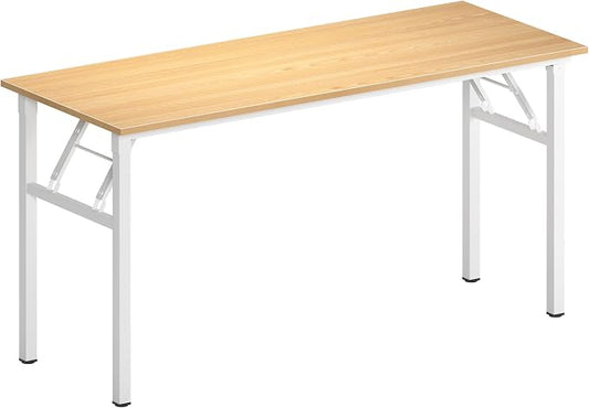 SDHYL Folding Desk, 60inch No Assembly Folding Desks for Small Spaces Sturdy Computer Desk, Functional Home Office Desks, Study Writing Desk Office Table Workstation for Home Office, White