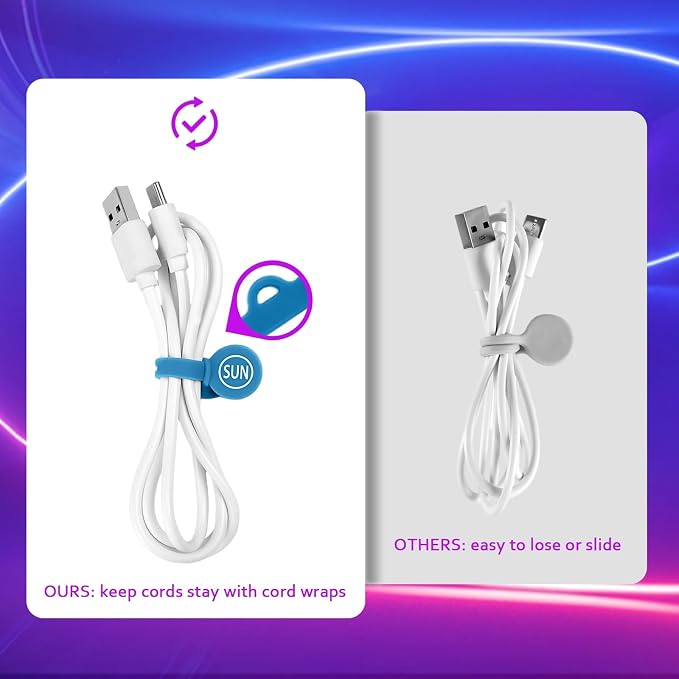 Cable Cord Organizer Magnetic Cord Organizers Twist Tie Magnet Clips Cord Wrap Keepers For Charging Cord Headphone Cord Holder Silicone Cable Strap Appliance Fridge Bookmark Whiteboard Keychain 14PACK